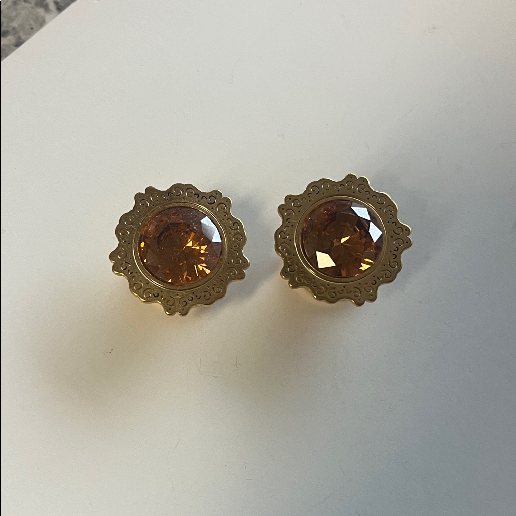 Gold And Amber Stud Gauges Various Sizes